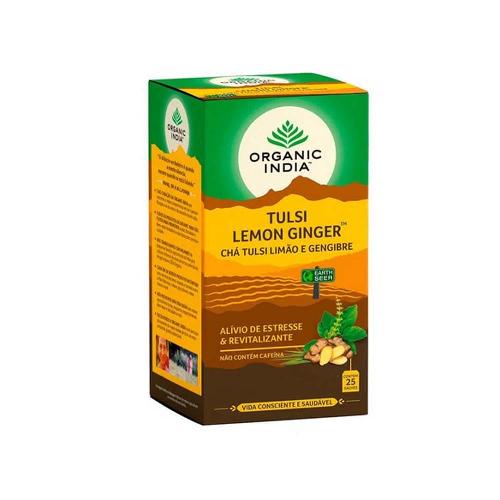 Chá Tulsi Limão e Gengibre 25 Sachês Organic India