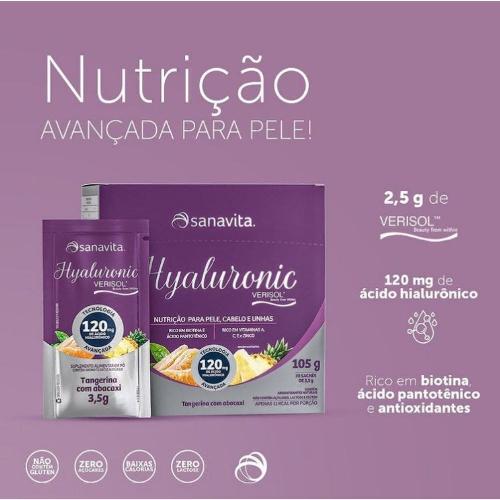 Hyaluronic Verisol Tangerina com Abacaxi 30 Sachês Sanavita