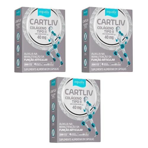 Kit 3 Cartliv Colágeno Tipo 2 60 Cápsulas Equaliv