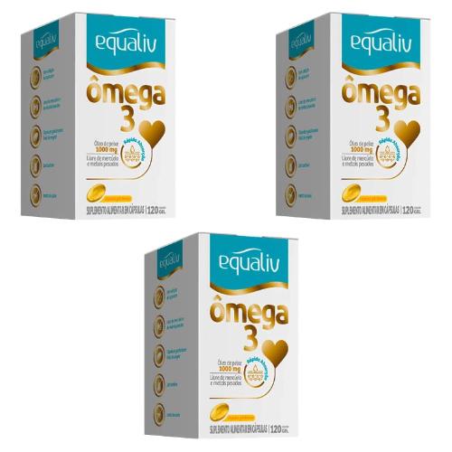 Kit 3 Ômega 3 1000MG 120 Cápsulas Equaliv