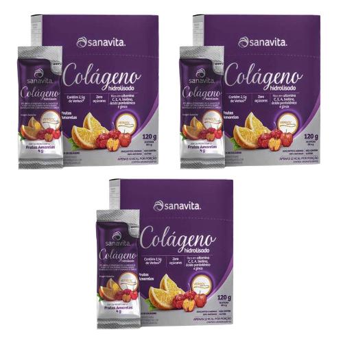 Kit 3 Colágeno Verisol Frutas Amarelas 120g Sanavita