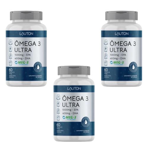 Kit 3 Ômega 3 Ultra 1000MG EPA 60 Cápsulas Lauton