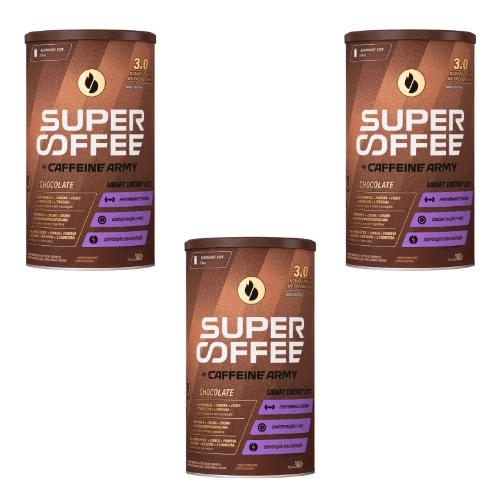 Kit 3 Supercoffee 3.0 Chocolate Economic Size 380G Caffeine Army