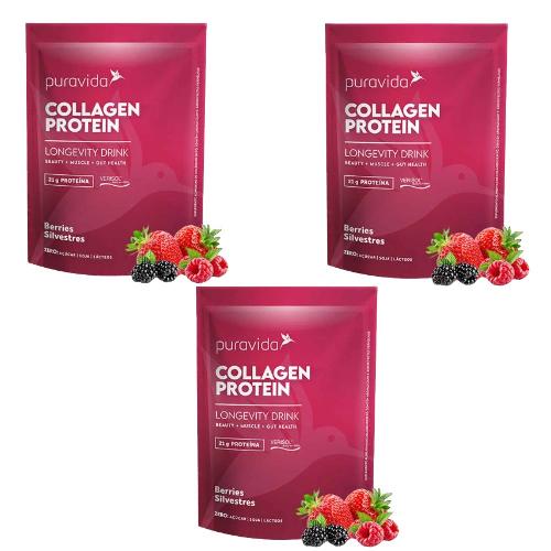 Kit 3 Collagen Protein Verisol 450G Berries Puravida