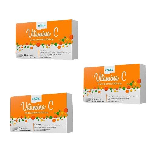 Kit Vitamina C 500mg 30 Comprimidos Equaliv 3 Unidades