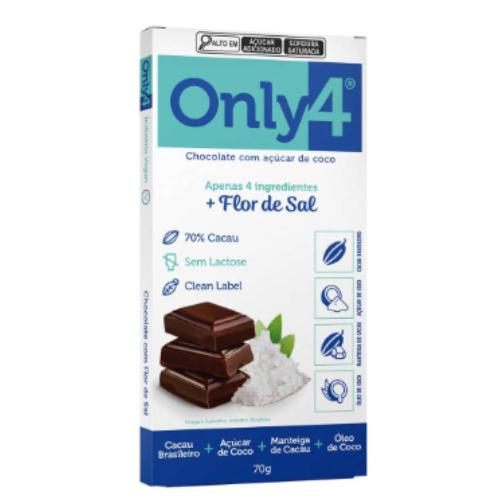 Chocolate 70% Cacau com Flor de Sal 70g Only4