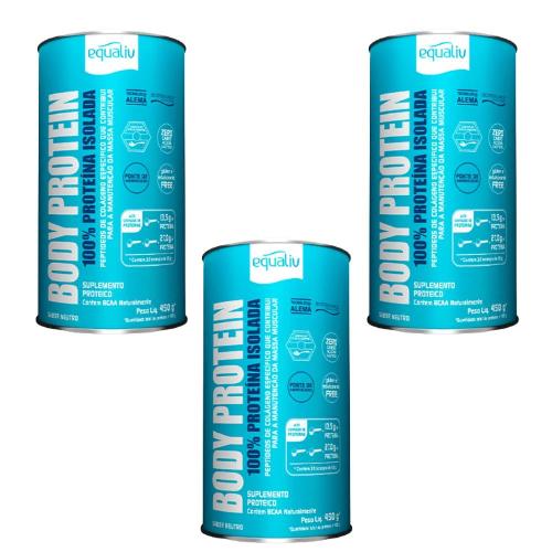 Kit 3 Body Protein Neutro 450G Equaliv