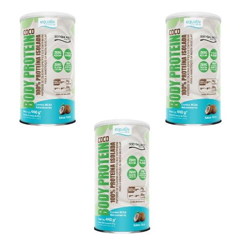 Kit 3 Body Protein Coco 440g Equaliv