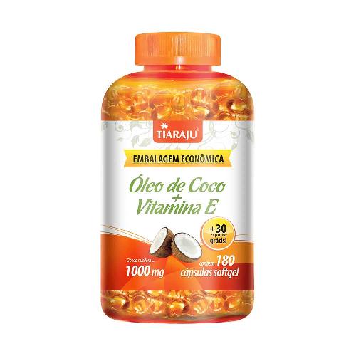 Óleo de Coco + Vitamina E 1000mg 180 Cápsulas Tiaraju