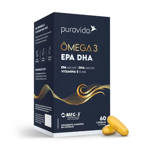 Ômega 3 EPA DHA 60 Cápsulas Puravida