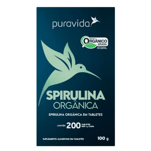 Spirulina Orgânica 200 tabletes 500mg Puravida