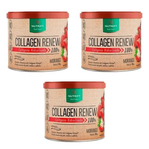 Kit 3 Collagen Renew Morango 300G Nutrify