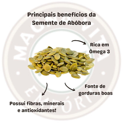 SEMENTE DE ABÓBORA CRUA SEM CASCA E SEM SAL 100G