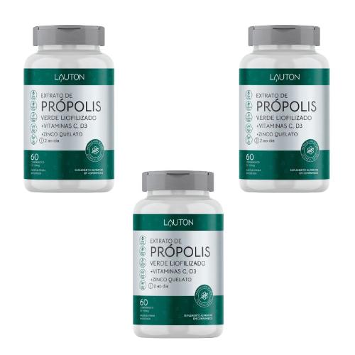 Kit 3 Extrato de Própolis 60 Cápsulas 550MG Lauton