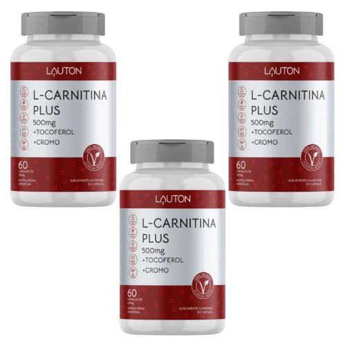 Kit 3 L-Carnitina 500MG 60 Cápsulas Lauton