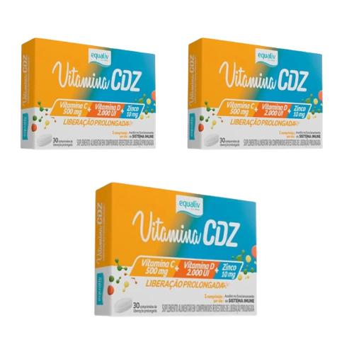 Kit 3 Vitamina CDZ 30 Comprimidos Equaliv