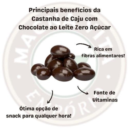 Castanha de Caju com Chocolate ao Leite Zero Açúcar 100g