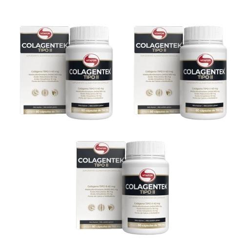 Kit 3 Colagentek Colageno Tipo 2 60 Capsulas Vitafor