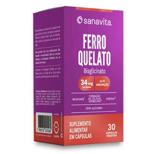 Ferro Quelato 30 Cápsulas Sanavita