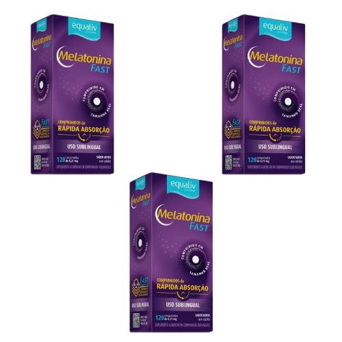 Kit 3 Melatonina Fast 120 Comprimidos Equaliv