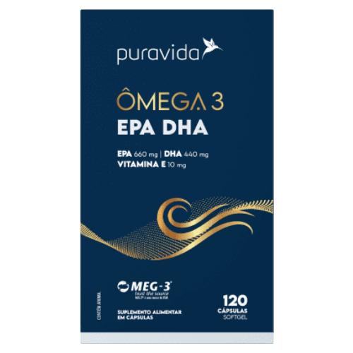 Ômega 3 EPA DHA 120 Cápsulas Puravida